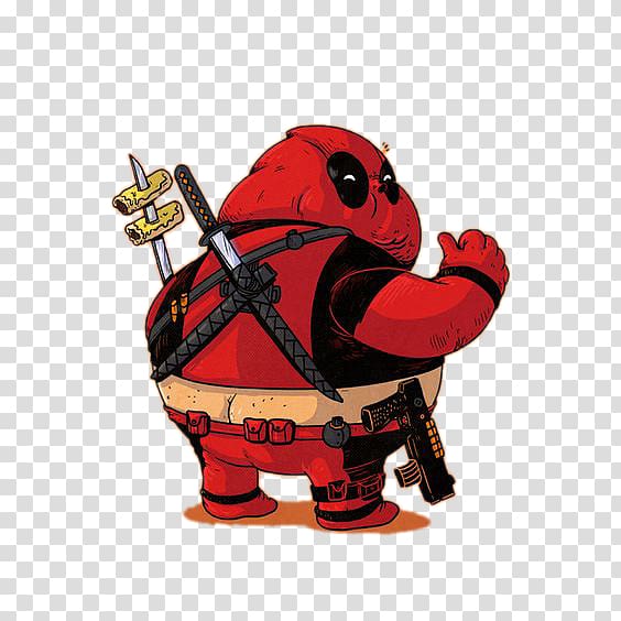 red and black animated character illustration, Deadpool Obesity Superhero 1986 Preakness Stakes Cartoon, Obesity Deadpool transparent background PNG clipart