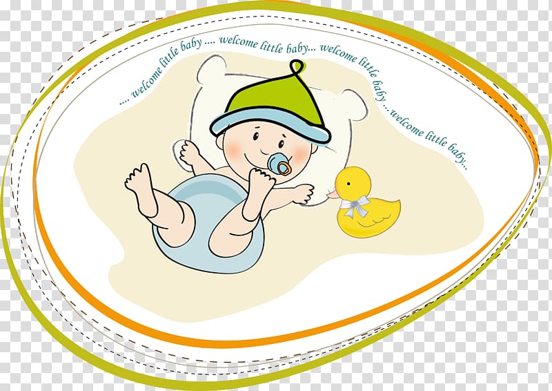 Infant Yellow duck Child Template, The baby lying on the bed transparent background PNG clipart