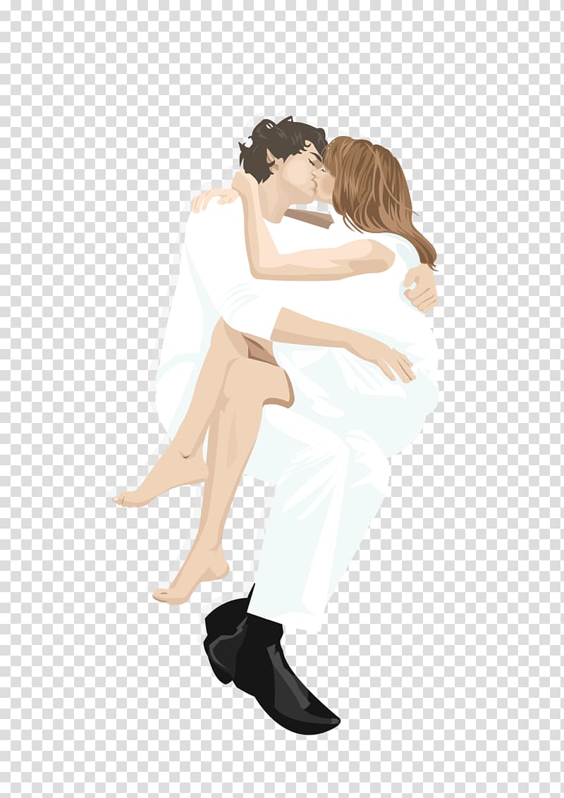 Cartoon Hug Kiss Significant other Illustration, Pure white kiss transparent background PNG clipart