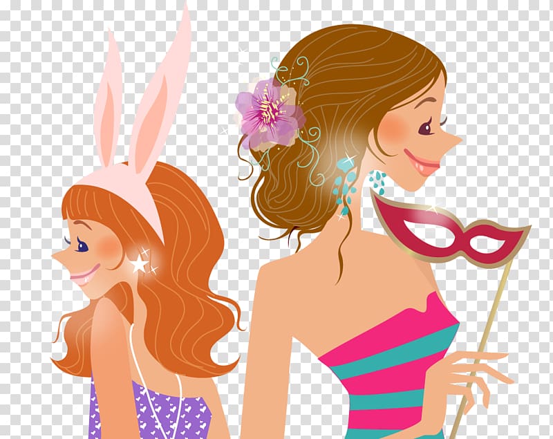 Drawing Illustration, Beauty costume party transparent background PNG clipart