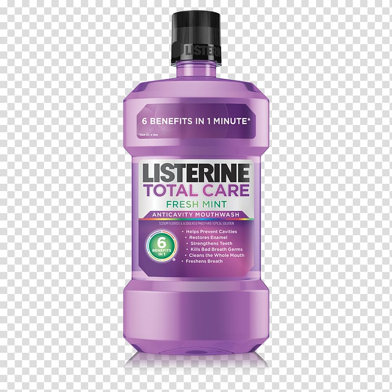 Mouthwash Listerine Total Care Tooth whitening Oral hygiene, fresh mint transparent background PNG clipart
