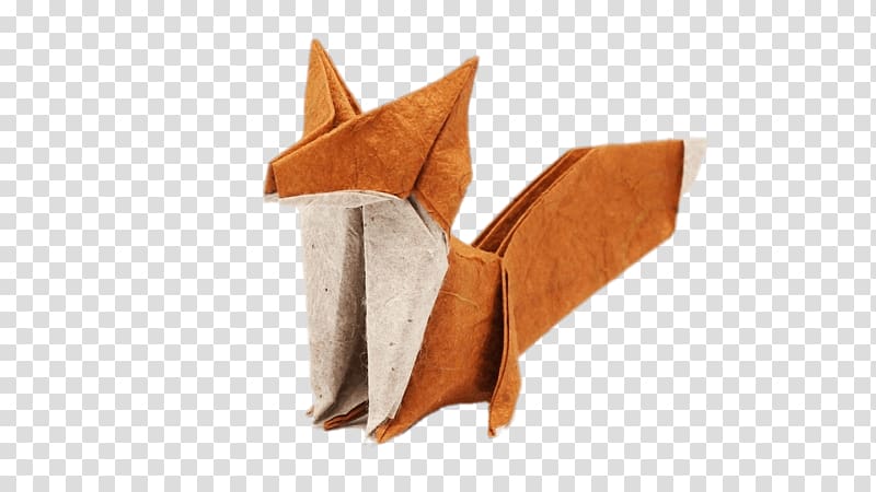 brown and white fox paper decor, Origami Fox transparent background PNG clipart