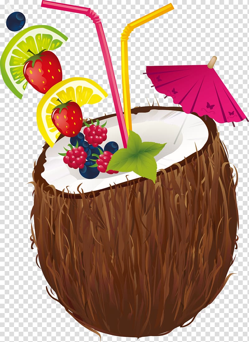 coconut illustration, Cocktail Coconut water Coconut milk , coconut transparent background PNG clipart