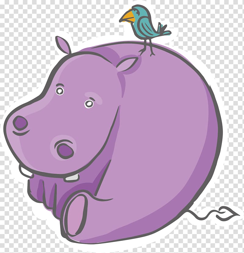 Domestic pig Hippopotamus Illustration, Cartoon Hippo transparent background PNG clipart