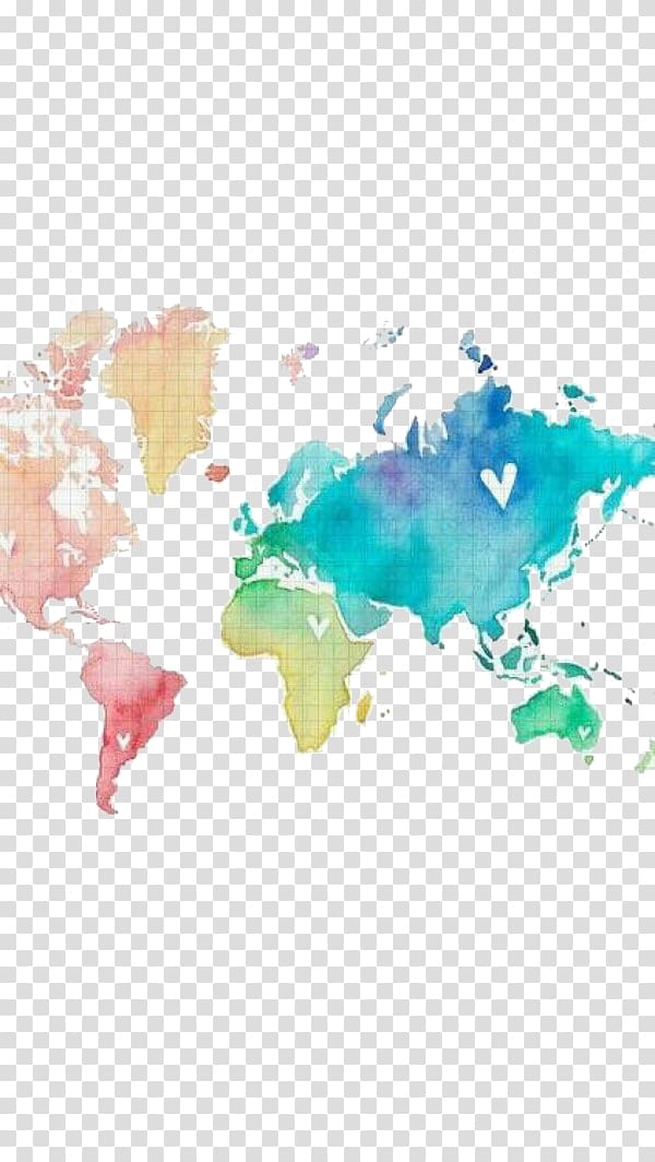 World map United States World map Watercolor painting, world transparent background PNG clipart