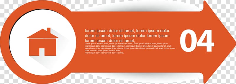 orange background with white text overlay, Arrow, Orange label transparent background PNG clipart
