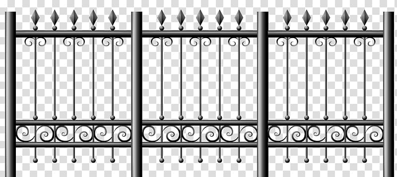 black metal gate, Picket fence Chain-link fencing , Iron Fence transparent background PNG clipart