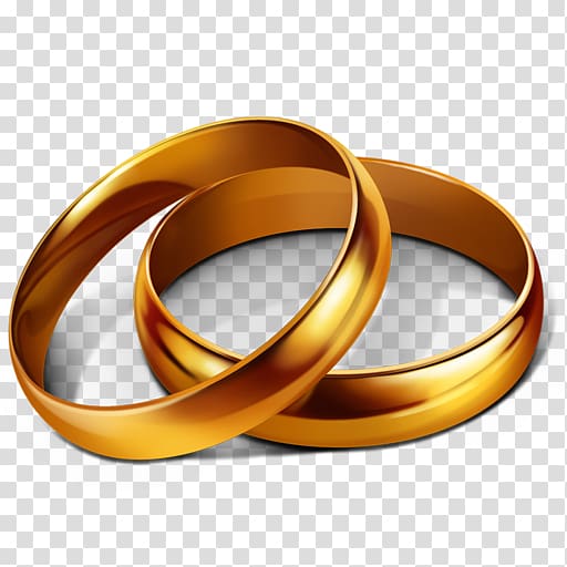 two gold-colored rings illustration, Wedding ring Engagement ring , Wedding rings transparent background PNG clipart