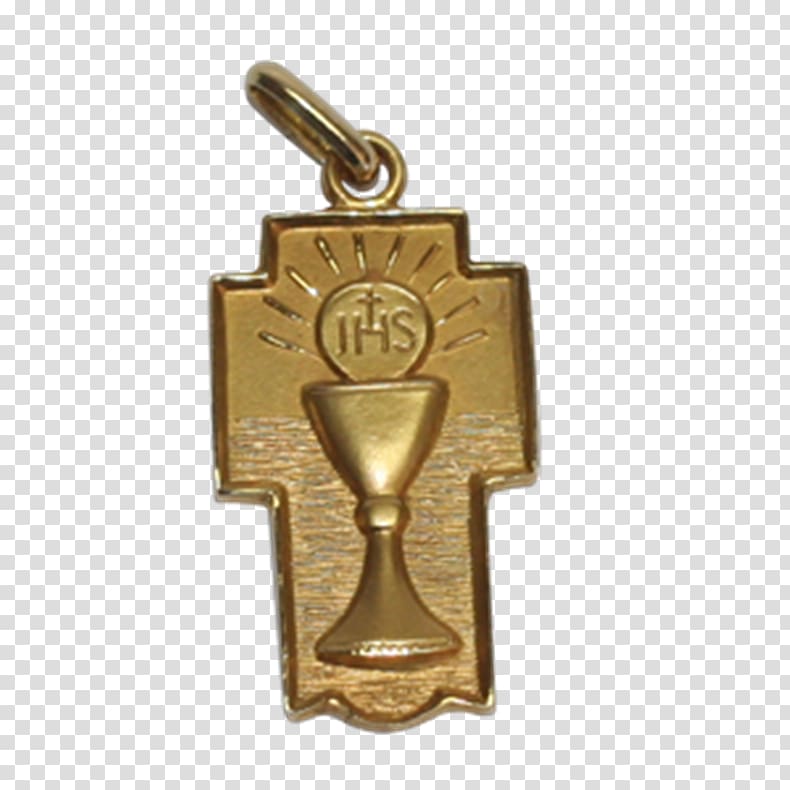 Gold medal First Communion Cross, Primera comunion transparent background PNG clipart