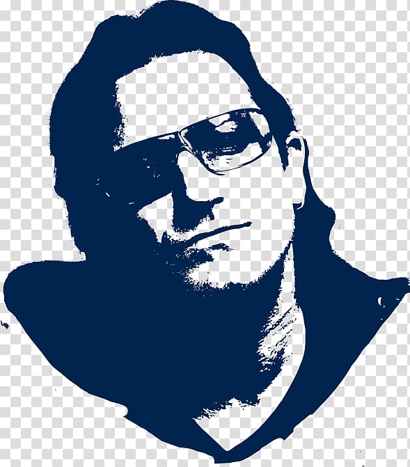 Bono Silhouette Stencil Singer Drawing, POP ART transparent background PNG clipart