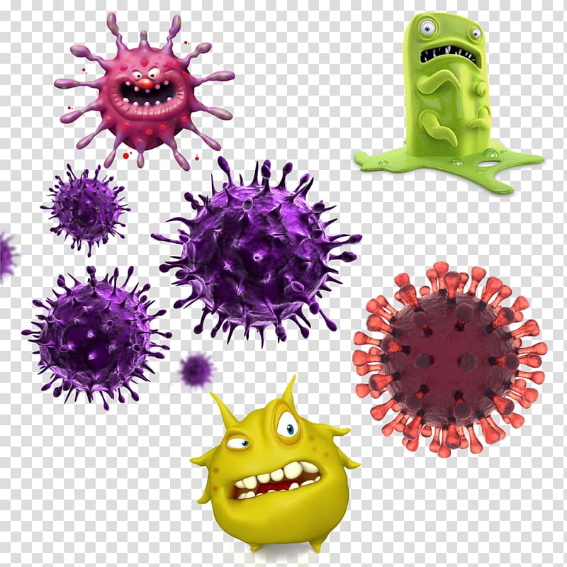 germs illustration, Virus Bacteria Infection, Creative cartoon monster Viruses transparent background PNG clipart