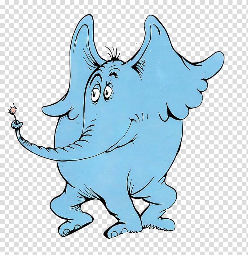 blue elephant illustration, One Fish, Two Fish, Red Fish, Blue Fish Dr. Seuss Memorial The Lorax The Cat in the Hat Green Eggs and Ham, Free Dr. Seuss transparent background PNG clipart
