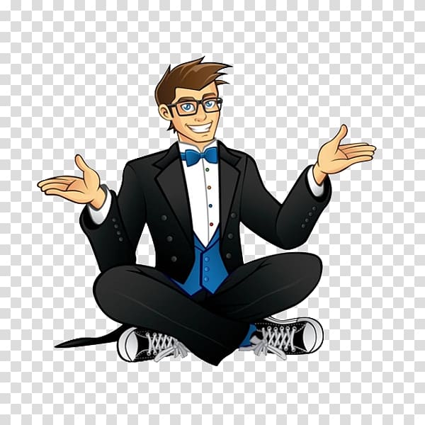 Cartoon Illustration, Seated man transparent background PNG clipart
