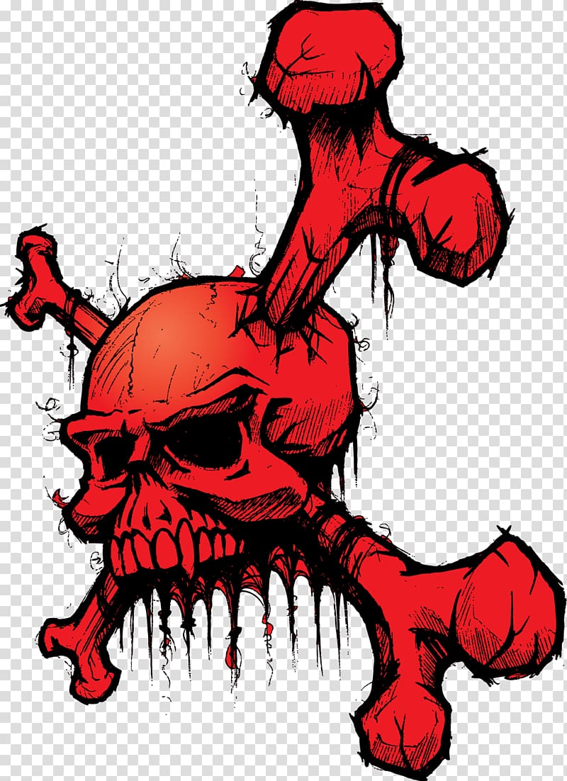 red skull illustration, Skull T-shirt Bone, Graffiti skull transparent background PNG clipart