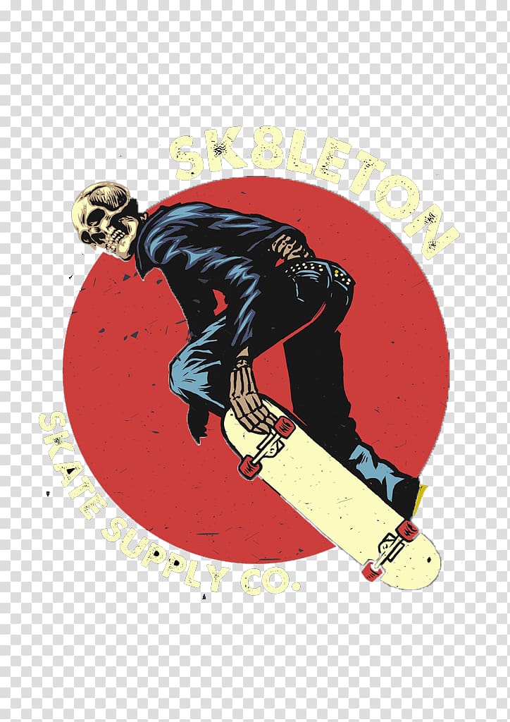Sk8leton Skate Supply Co. logo, Skull Skateboarding Illustration, Mr. skeleton transparent background PNG clipart