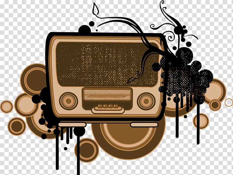 brown and black TV illustration, Drawing Art Radio illustration, Classical radio pattern transparent background PNG clipart