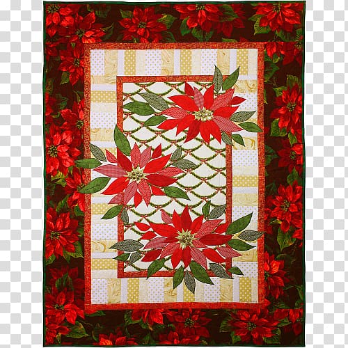 Patchwork Quilting Poinsettia Pattern, quilt transparent background PNG clipart