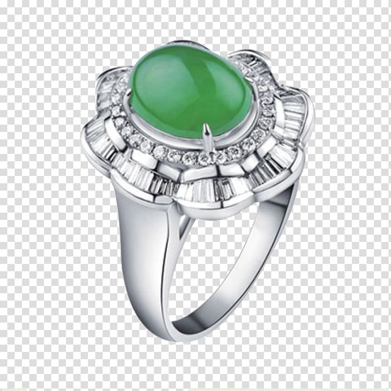 Ring Jewellery Emerald Lao Feng Xiang Diamond, Emerald ring transparent background PNG clipart