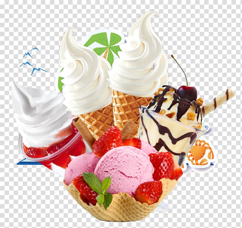 ice cream , Ice cream Sundae Gelato Frozen yogurt, all kinds of ice cream transparent background PNG clipart