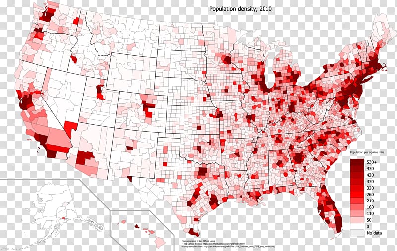 Contiguous United States United States Census United States urban area Population density Map, population transparent background PNG clipart