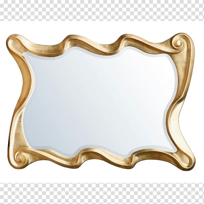 Frames Mirror Gold Rectangle, mirror transparent background PNG clipart