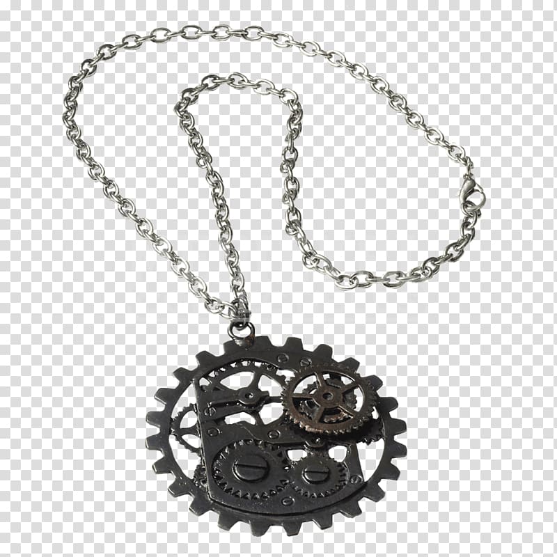 Necklace Micro drive Sprocket Jewellery, steampunk necklace transparent background PNG clipart