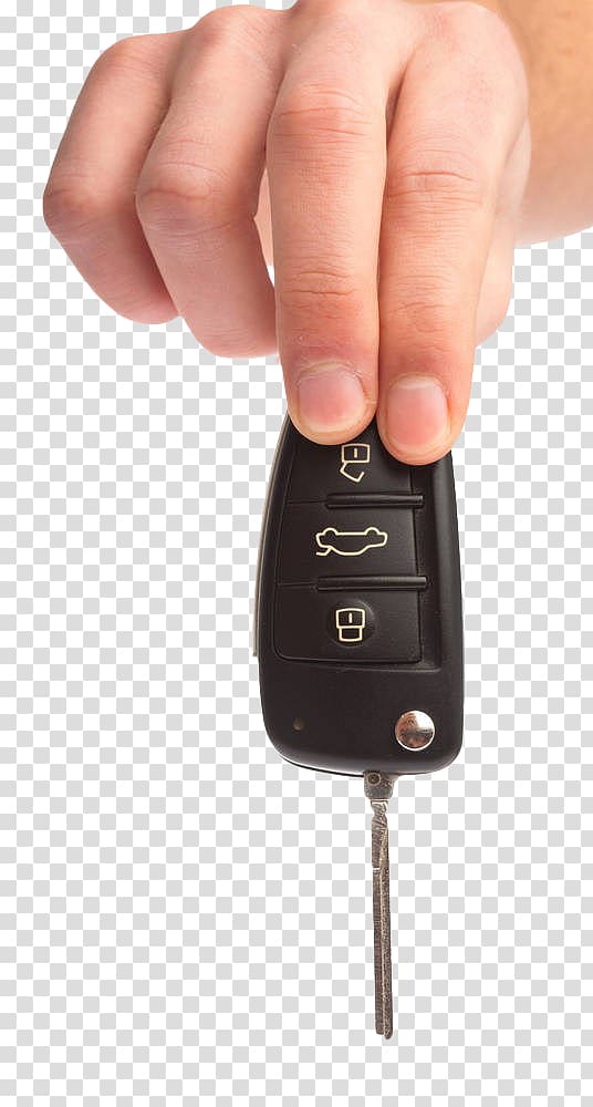 person holding black car fob, Car Key Computer file, Hand car keys transparent background PNG clipart