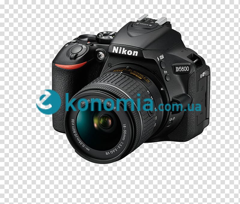 Nikon D5600 Digital SLR Canon EF-S 18–55mm lens Camera Nikon DX format, Camera transparent background PNG clipart