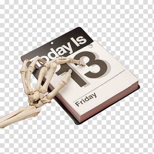 Friday the 13th Triskaidekaphobia Luck Superstition, Skeleton hand calendar transparent background PNG clipart