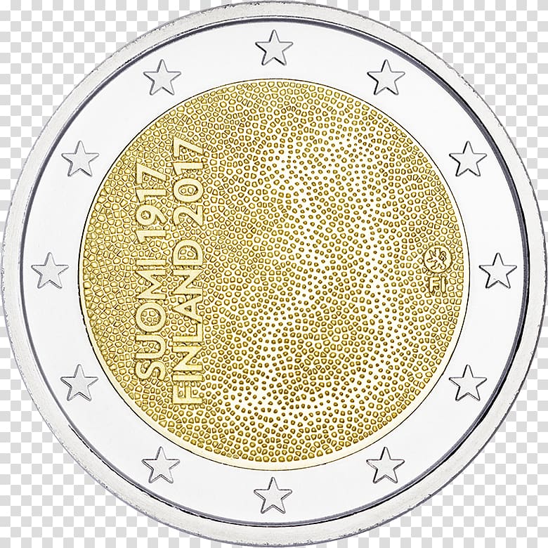 Suomi Finland 100 2 euro coin 2 euro commemorative coins Euro coins, euro transparent background PNG clipart