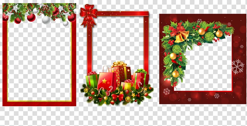 Christmas ornament Frames Christmas decoration, Red Christmas decoration box transparent background PNG clipart