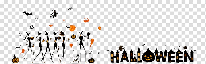Halloween Silhouette Poster Banner, Halloween elegant woman transparent background PNG clipart