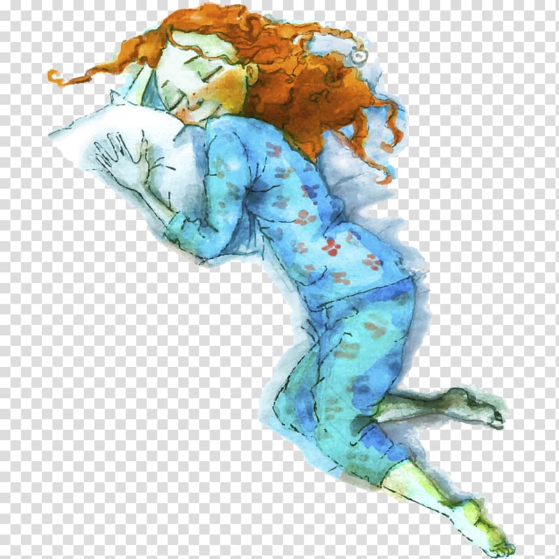 sleeping girl watercolor transparent background PNG clipart
