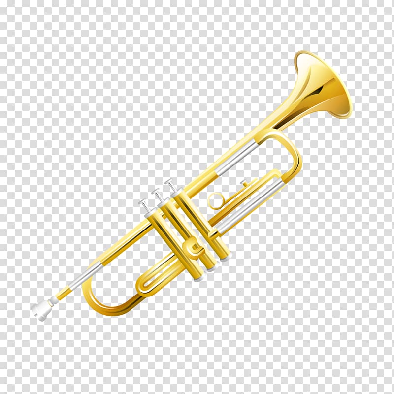 Trumpet Saxophone Musical Instruments, Hand-painted gold pattern musical instruments transparent background PNG clipart
