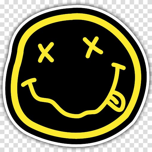 black, yellow, and white smile poster, Nirvana Smiley Desktop Logo Grunge, Best Band transparent background PNG clipart