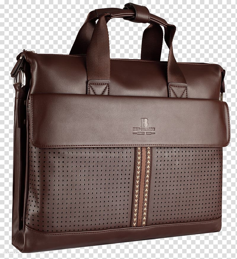 Briefcase Leather Handbag Backpack, Men\'s leather business bag transparent background PNG clipart