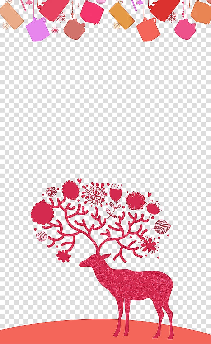 Red deer Elk Christmas Poster, Red deer transparent background PNG clipart