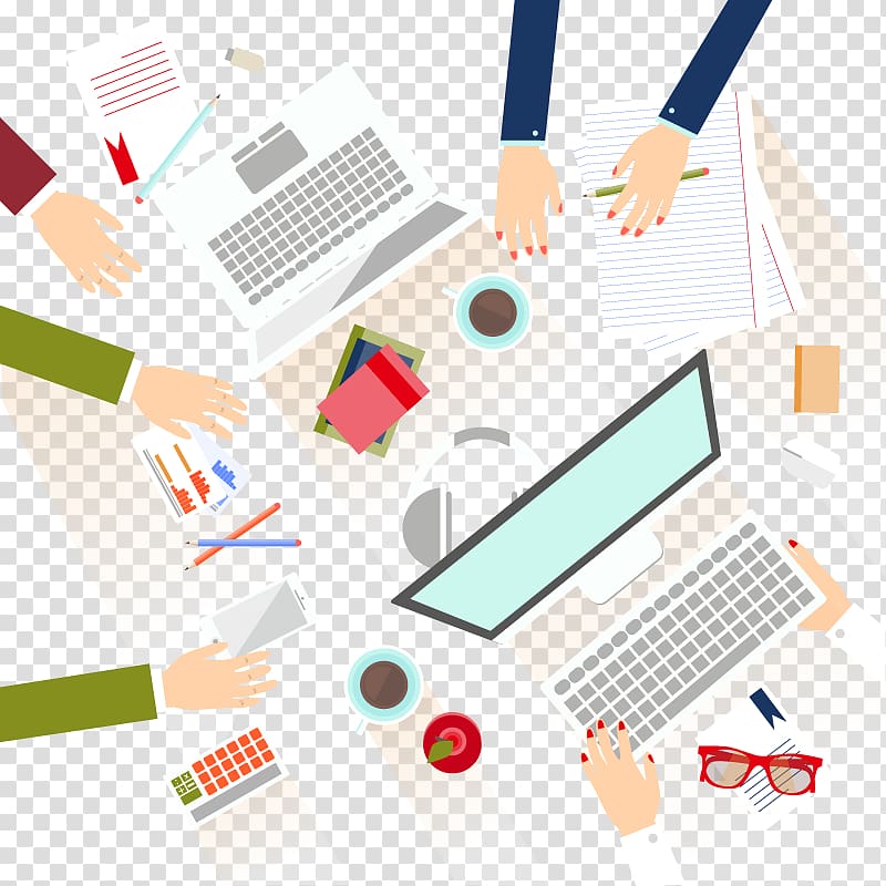 laptops and computers illustration, Meeting Business Flat design Illustration, Meeting transparent background PNG clipart
