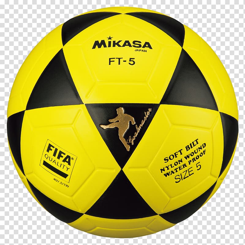 Mikasa FT-5 BKY FIFA, DFV Official Footvolley Ball, Size 5, Black / Yellow Mikasa Sports Football, ball transparent background PNG clipart