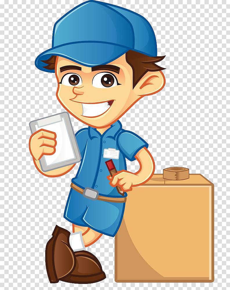 deliveryman illustration, Delivery , Staff in blue hats transparent background PNG clipart