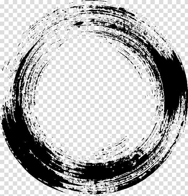 round black illustration, Black and white Monochrome Brush, strokes transparent background PNG clipart