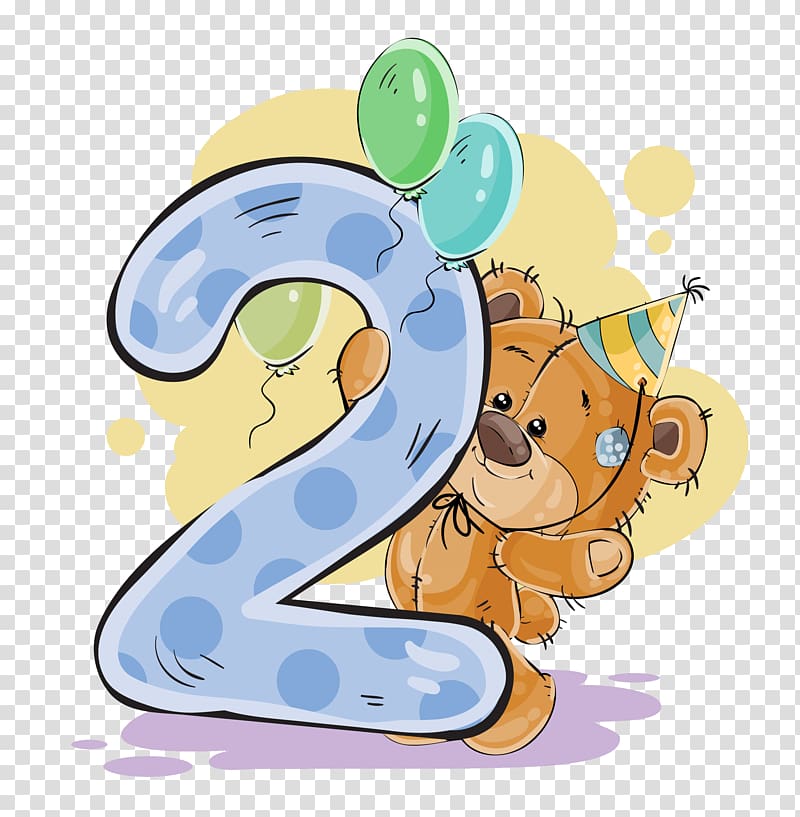 bear and number 2 illustration, Teddy bear Greeting & Note Cards , number two transparent background PNG clipart