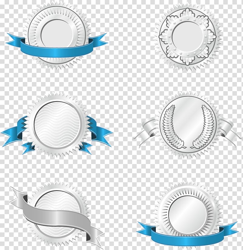 Euclidean Ribbon , Silver badge blue ribbons transparent background PNG clipart