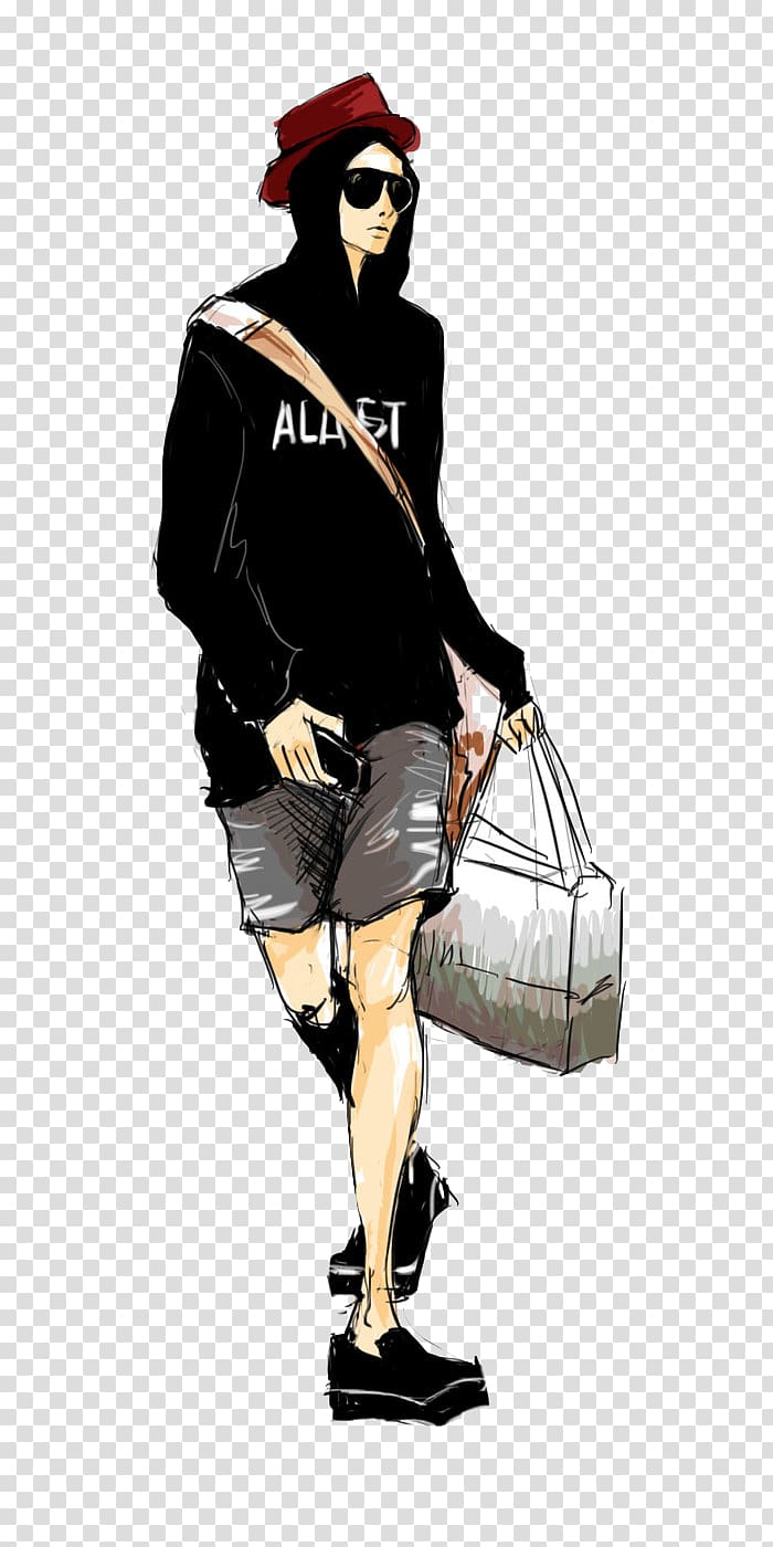 T-shirt Designer Illustration, Casual fashion star handsome boy illustration transparent background PNG clipart