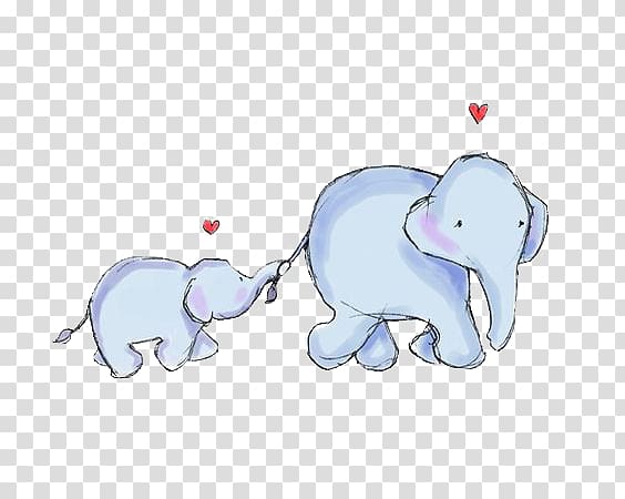 two gray elephant illustrations, Elephant Infant Mother Illustration, elephant transparent background PNG clipart