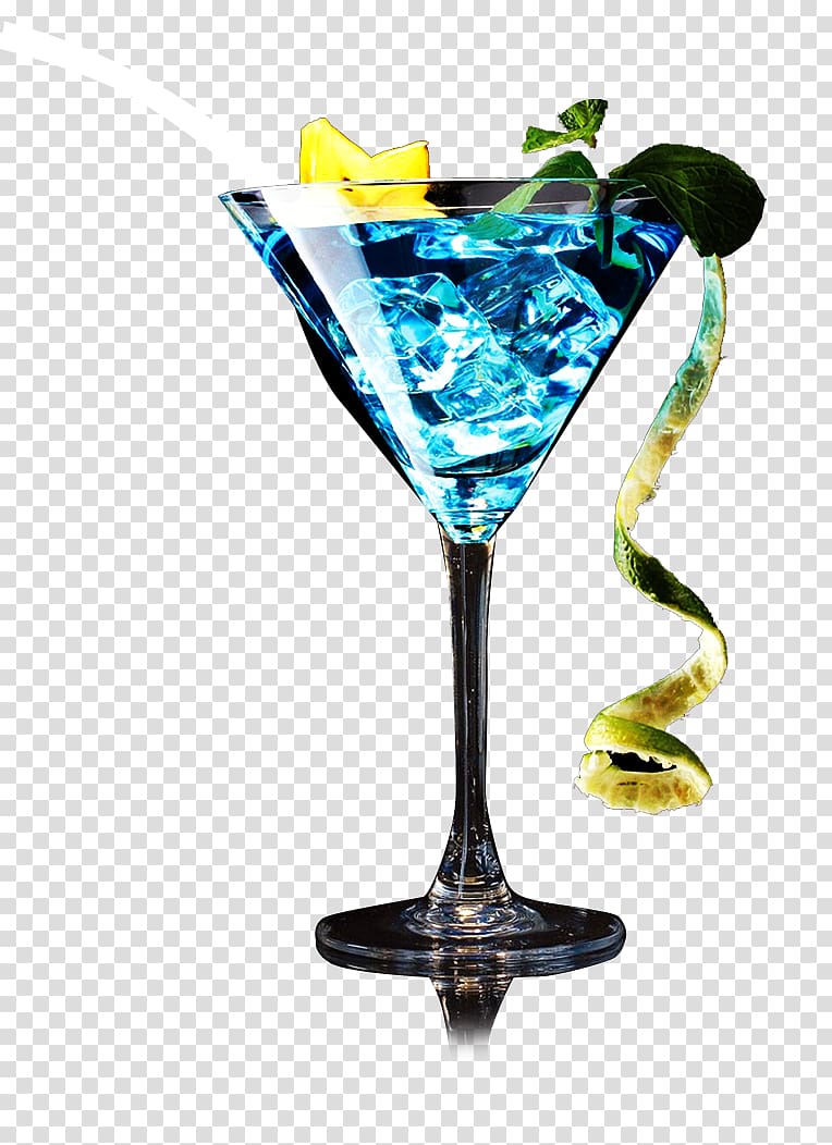 Cocktail Martini Blue Lagoon Blue Hawaii Juice, Lemon ice wine transparent background PNG clipart