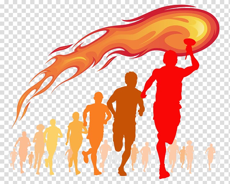 running man silhouette, Torch Flame Fire , Olympic torch transparent background PNG clipart