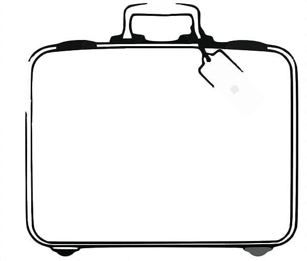 Suitcase Baggage Travel Black and white , Luggage transparent background PNG clipart