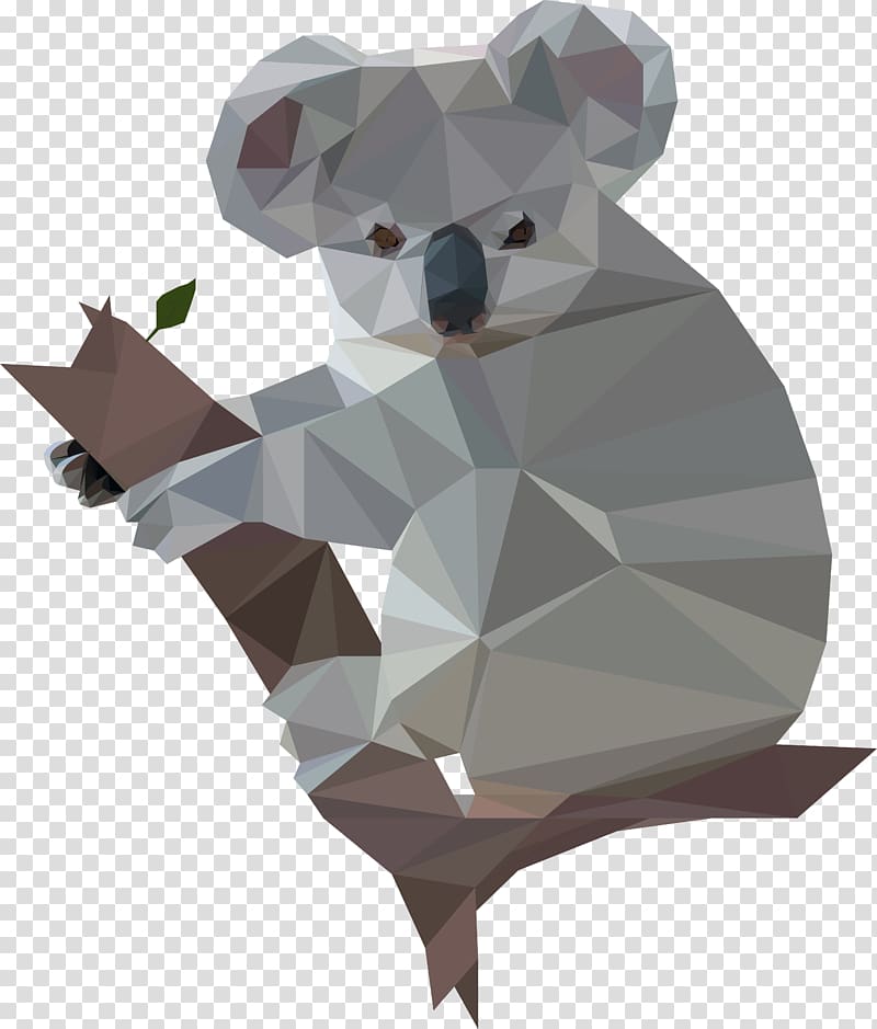 Koala Polygon Marsupial Animal Art, koala transparent background PNG clipart