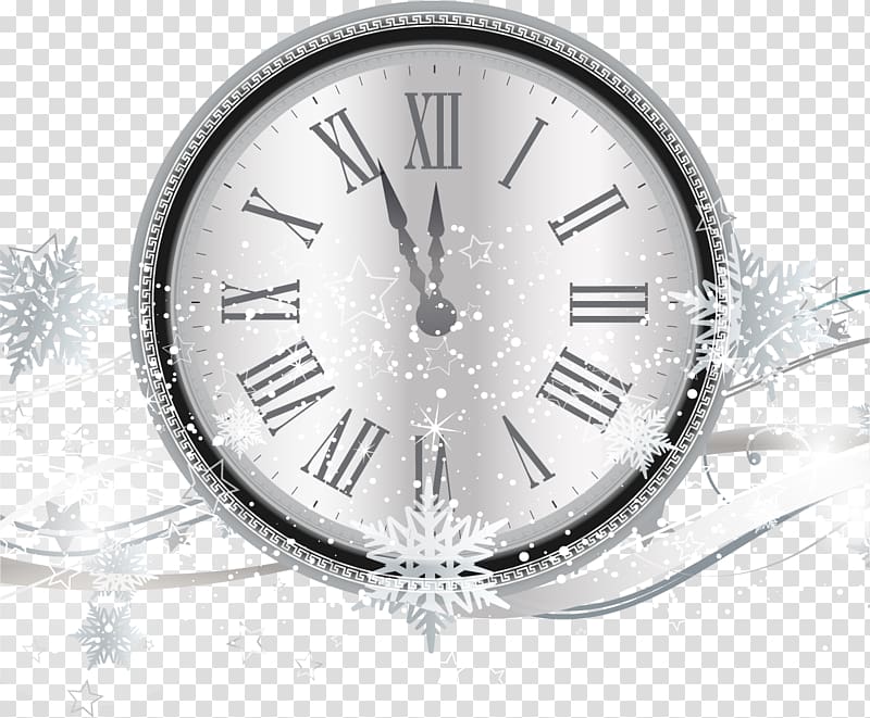 Countdown New Years Eve Clock, Silver Snowflake countdown clocks transparent background PNG clipart